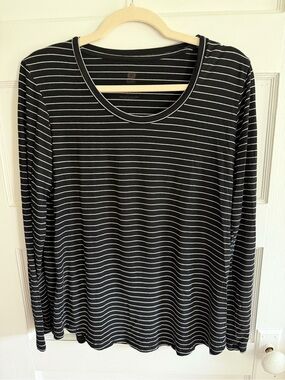 Kindred Bravely Nursing Black & White Striped Long-Sleeve Tee